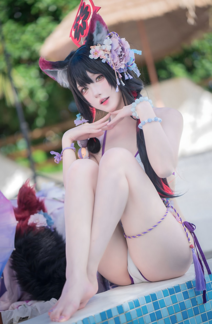 阿包也是兔娘#蔚蓝档案 狐坂若藻 水着--美丽佳人！