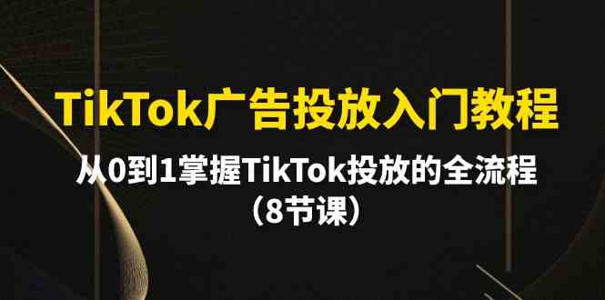 TikTok广告投放入门教程，从0到1掌握TikTok投放的全流程（8节课）5395 作者:福缘创业网 帖子ID:108459 