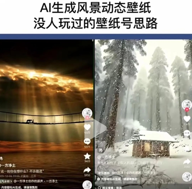 AI风景号7天涨粉10W，小白也能1分钟掌握的视频制作教程234 作者:福缘资源库 帖子ID:106888 