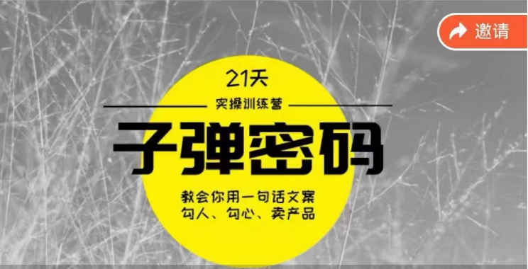 《子弹密码训练营》用一句话文案勾人勾心卖产品，21天学到顶尖文案大师策略和技巧9402 作者:福缘创业网 帖子ID:108624 